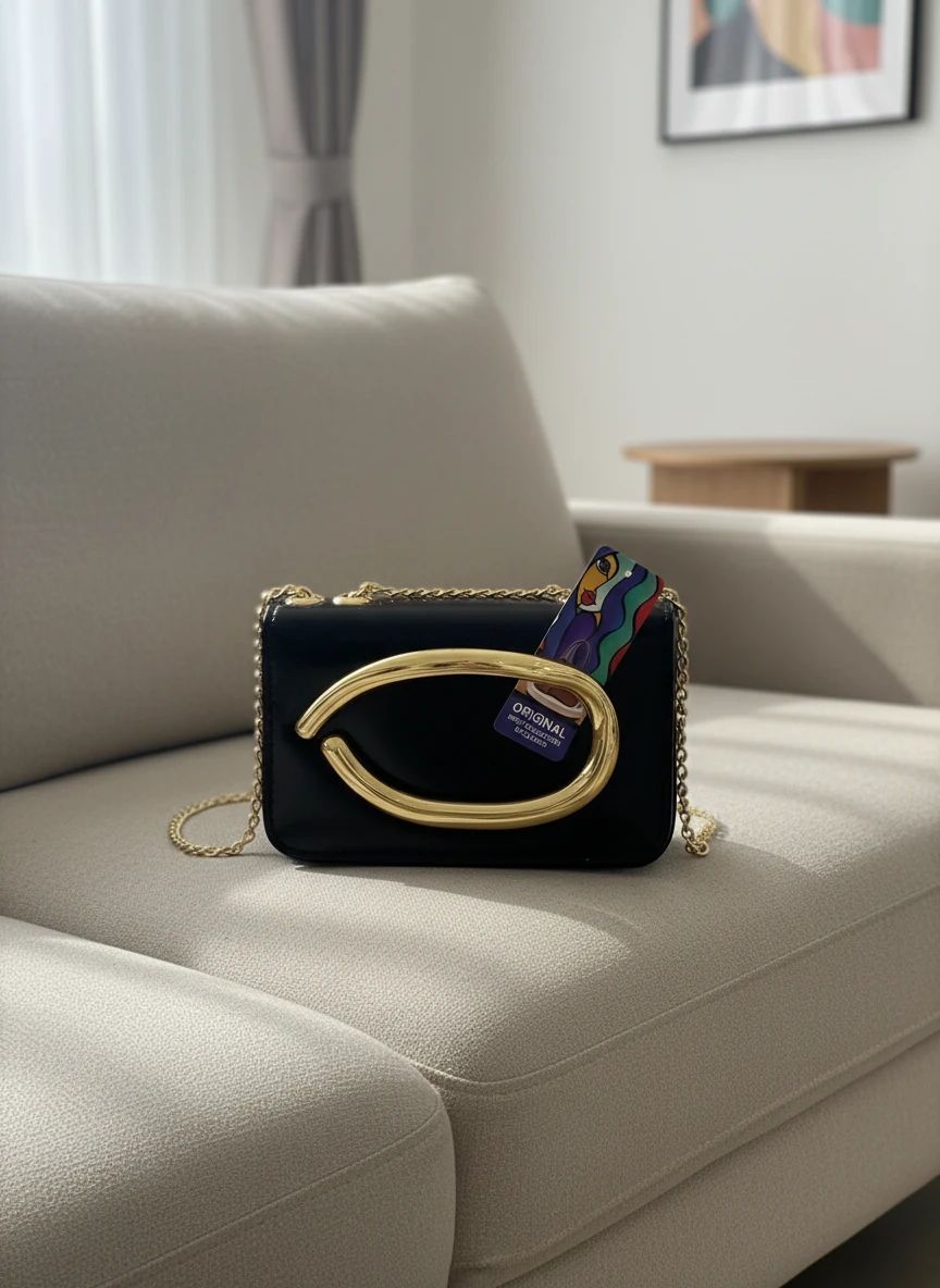 zaraa کیف زنانه زارا دوشی طلایی و نقره ای - Image 1