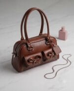 کیف دسته دار زنانه پاپیونی رنگبندی - تصویر 3