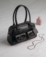 کیف دسته دار زنانه پاپیونی رنگبندی - تصویر 6